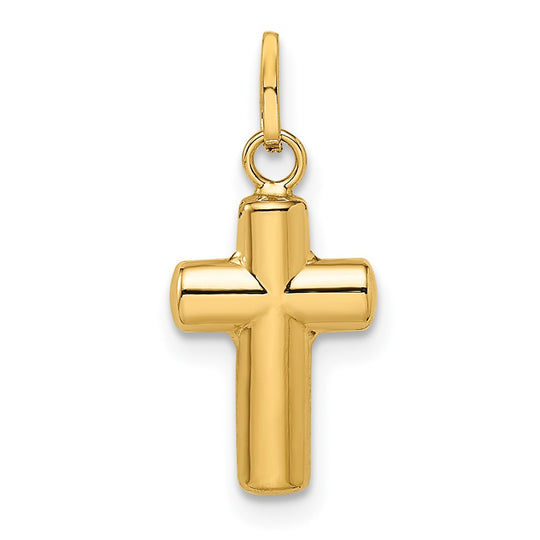 14k Yellow Gold Polished Puffed Cross Pendant