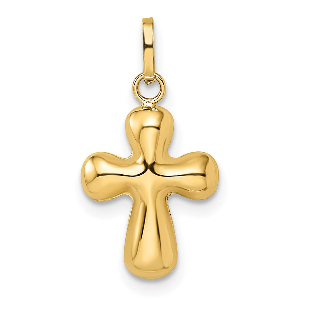 14k Yellow Gold Polished Puffed Cross Pendant