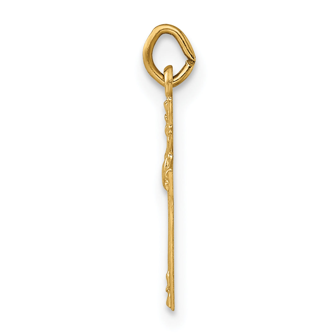 14k Solid Polished Heart Cross Pendant