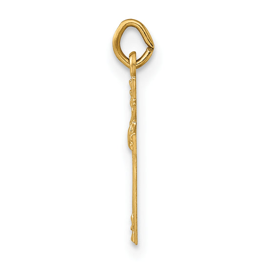 14k Solid Polished Heart Cross Pendant