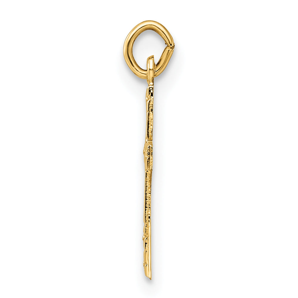 14K Solid Polished and Textured Cross Pendant