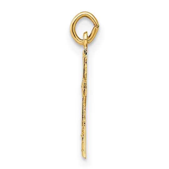 14K Solid Polished and Textured Cross Pendant
