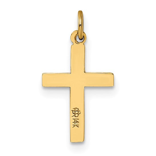 14K Solid Polished and Textured Cross Pendant