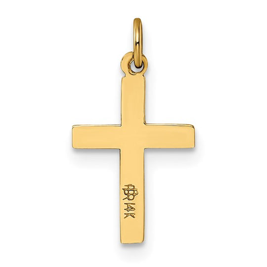 14K Solid Polished and Textured Cross Pendant
