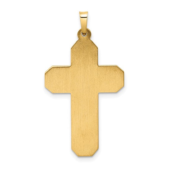 14K Gold Scroll Design Double Cross Pendant