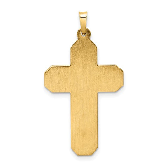 14K Gold Scroll Design Double Cross Pendant