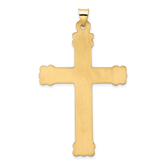 14k Polished and Textured Circular Center Cross Pendant