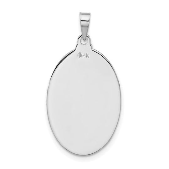 Medalla Ovalada de San Judas Sólida en Oro Blanco de 14k Pulido
