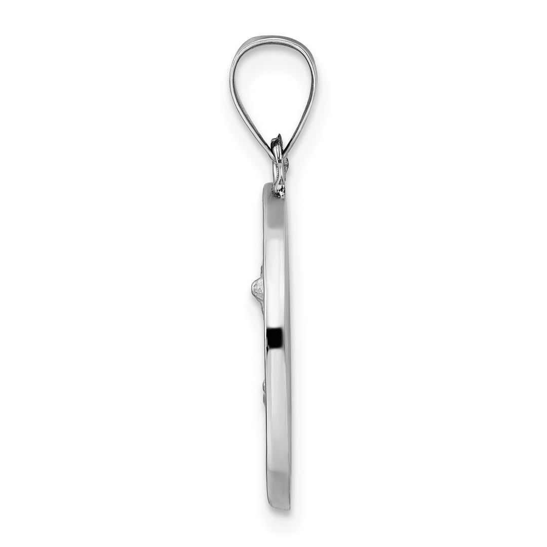 Saint Michael Medal Pendant in 14k White Gold Polished and Satin Finish (Hollow)