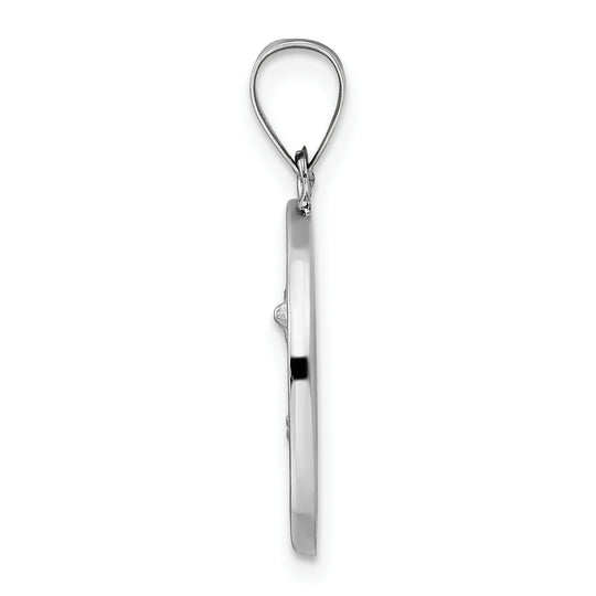 Saint Michael Medal Pendant in 14k White Gold Polished and Satin Finish (Hollow)