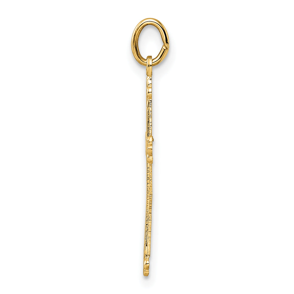 Diamond-Shaped Cross Pendant with a Polished and Textured Finish in 14k Gold