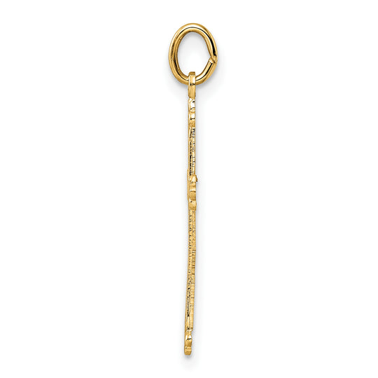 Diamond-Shaped Cross Pendant with a Polished and Textured Finish in 14k Gold