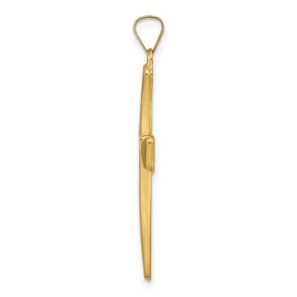 Colgante de Cruz Hueca Pulida en Oro Amarillo de 14k