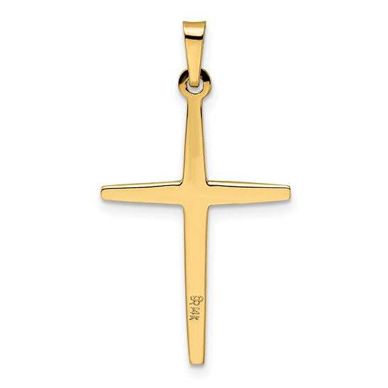 Solid 14K Polished Bi-Color Diamond Center Cross Pendant