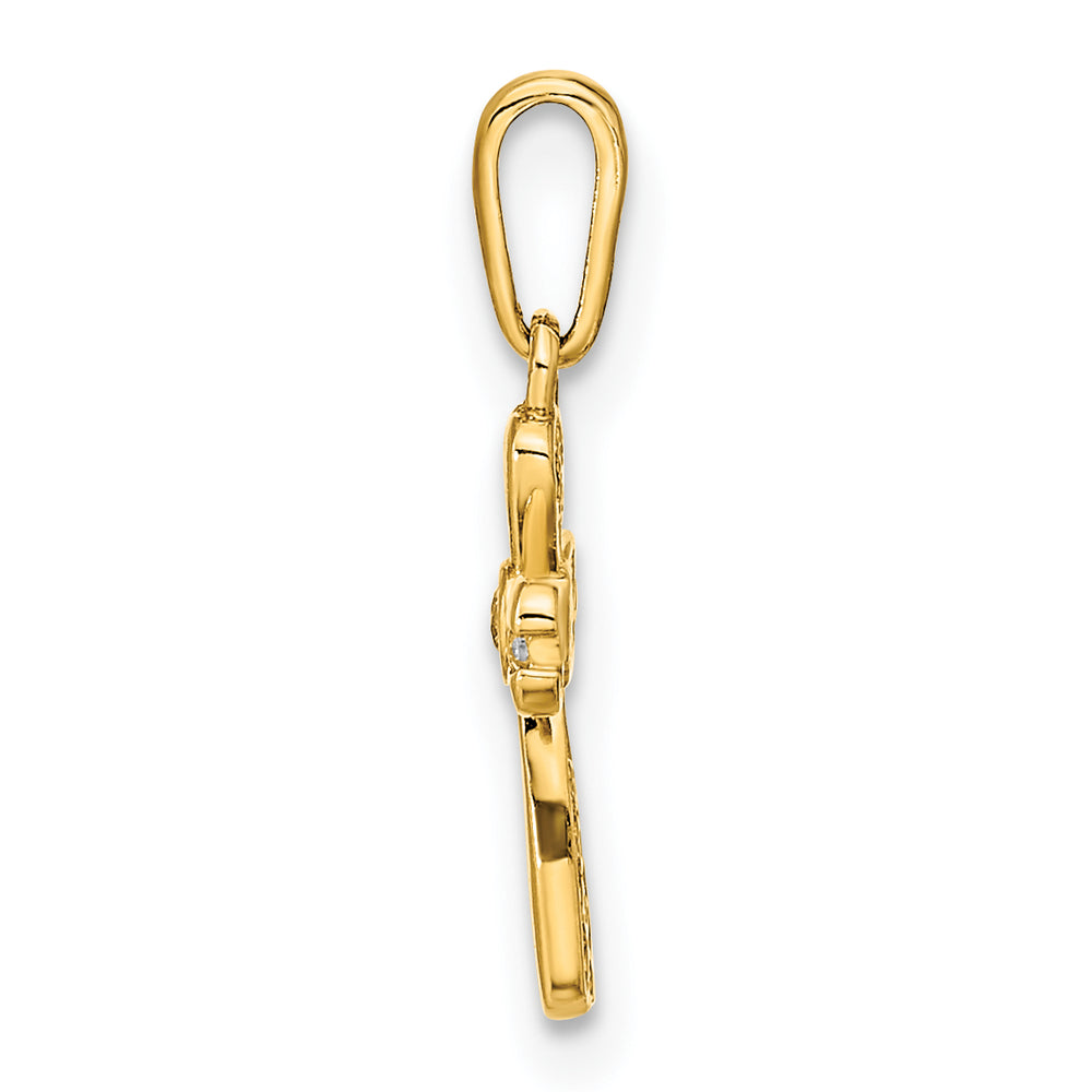 Polished Cross Pendant with CZ in 14K Yellow Gold