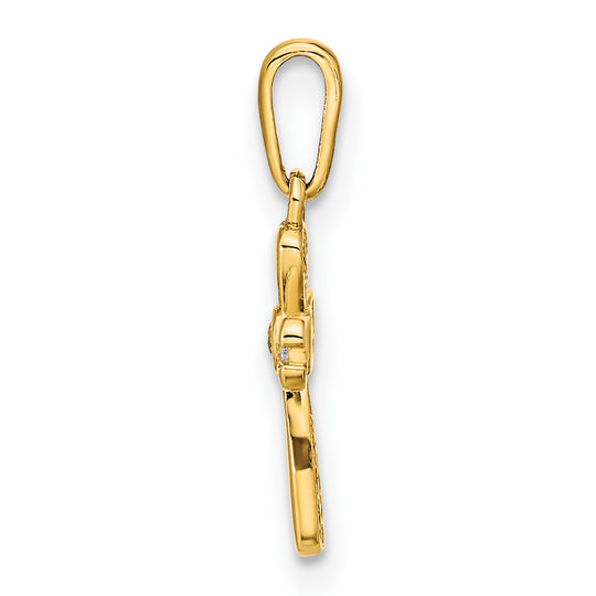 Polished Cross Pendant with CZ in 14K Yellow Gold