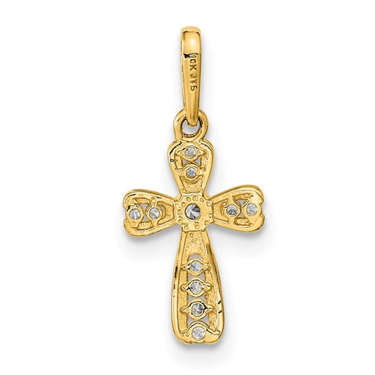 Polished Cross Pendant with CZ in 14K Yellow Gold