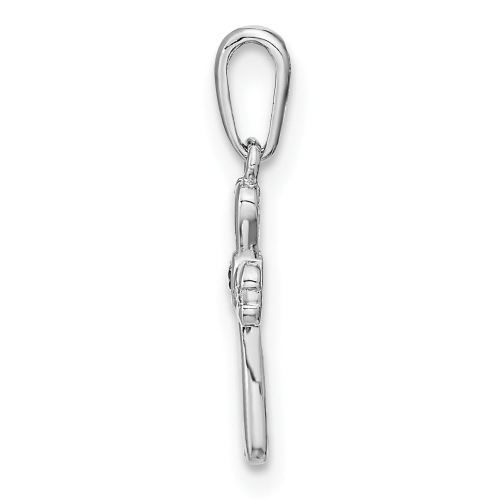 14k White Gold Cross Pendant with CZ
