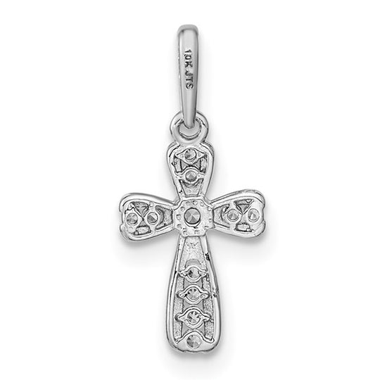 14k White Gold Cross Pendant with CZ