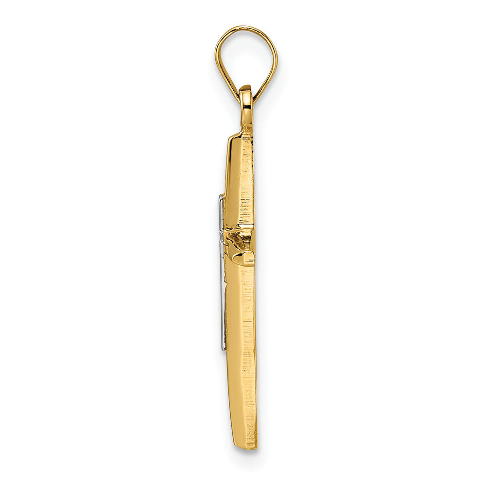 Polished Solid Double Cross Pendant in 14K Two-Tone Gold