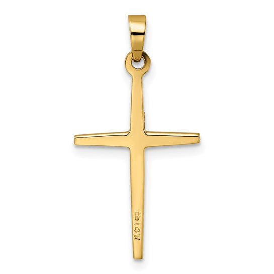 Polished Solid Double Cross Pendant in 14K Two-Tone Gold