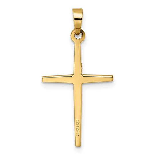 Polished Solid Double Cross Pendant in 14K Two-Tone Gold