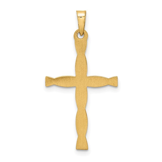 14K Polychrome Hollow Twisted Cross Earring
