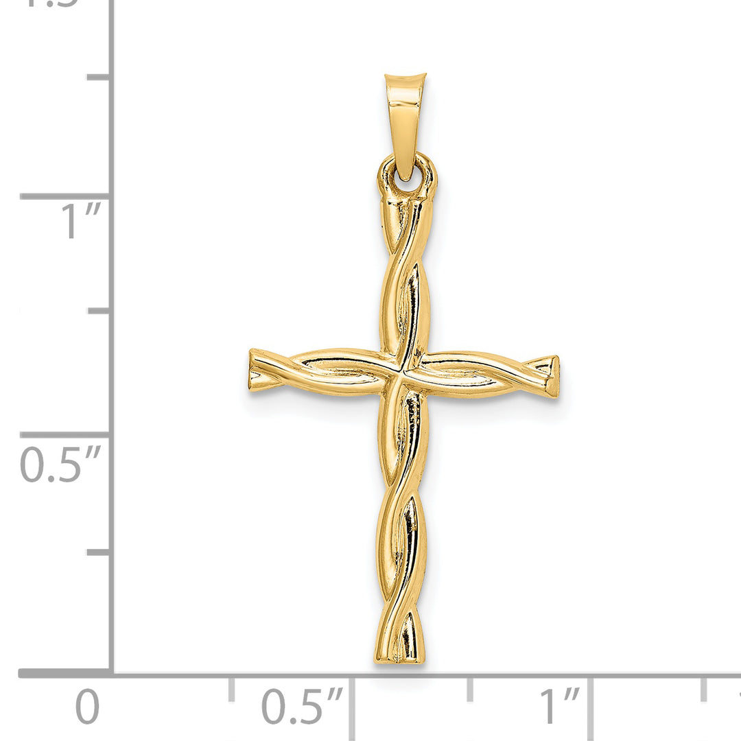 14K Polychrome Hollow Twisted Cross Earring