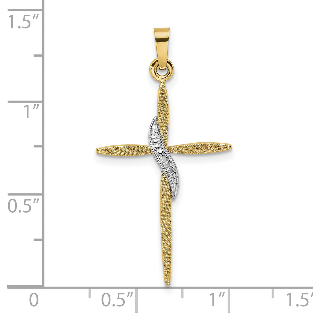Solid 14k Two-Tone Gold Methodist Cross Pendant
