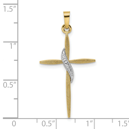Solid 14k Two-Tone Gold Methodist Cross Pendant