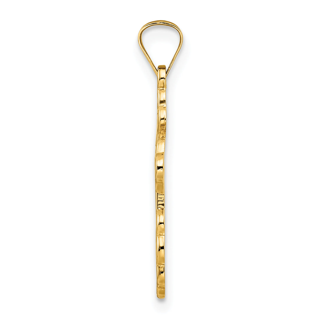 Polished Solid 14k Yellow Gold Eastern Orthodox Cross Pendant with Blue Enamel