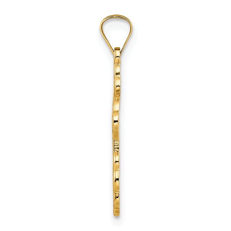 Colgante de Cruz Ortodoxa Oriental Sólida Pulida en Oro Amarillo de 14k con Esmalte Azul