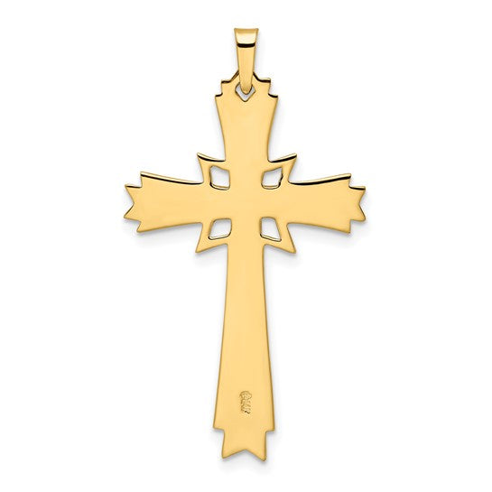 Colgante de cruz elegante sólido pulido de 14 k