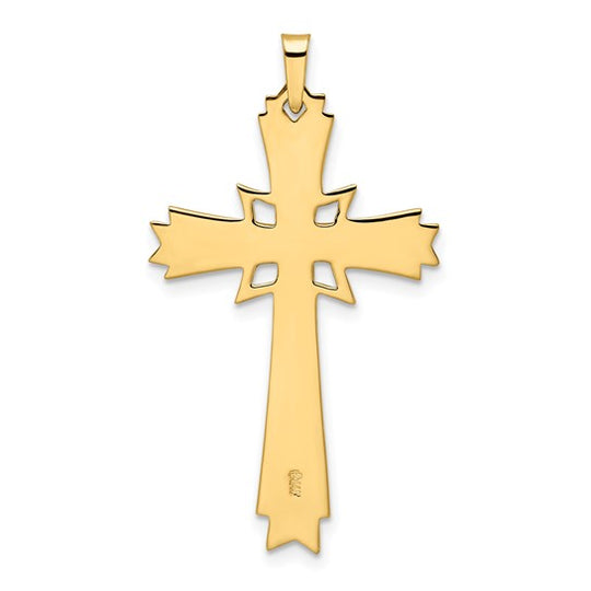 Colgante de cruz elegante sólido pulido de 14 k