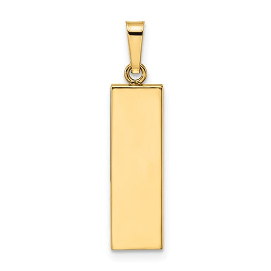 Colgante Mezuzá Hueco y Pulido en Oro Bicolor de 14k con Estrella de David y Chai
