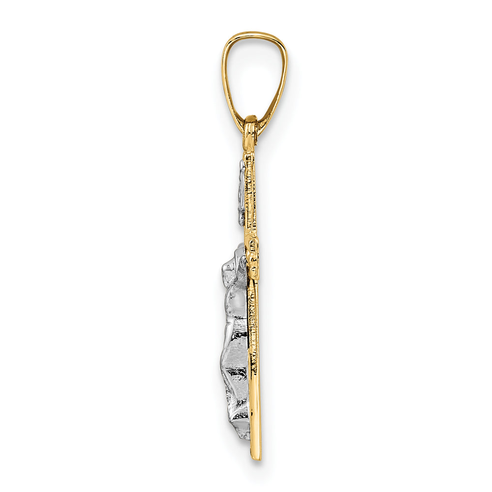 INRI Crucifix Pendant 14k Two Tone Polished Solid
