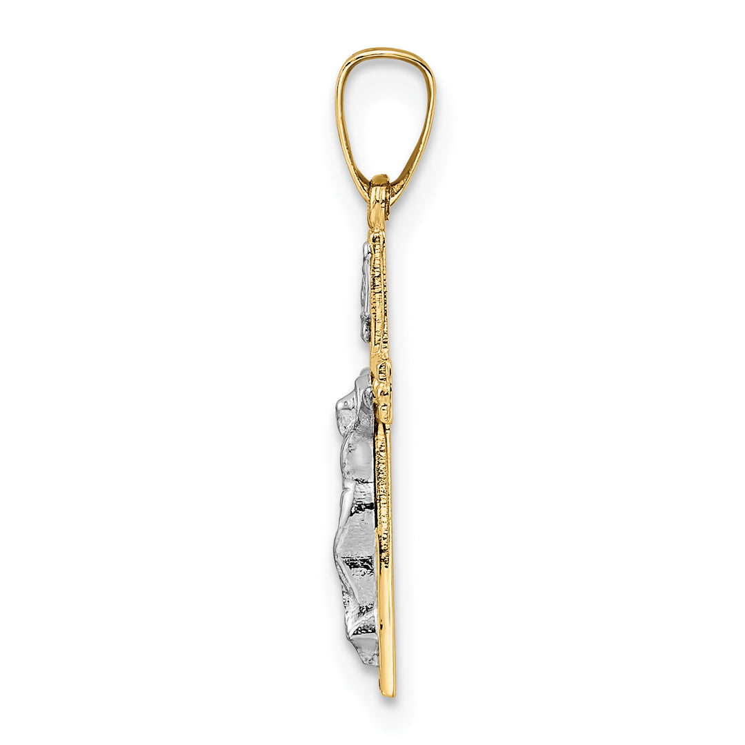 INRI Crucifix Pendant 14k Two Tone Polished Solid