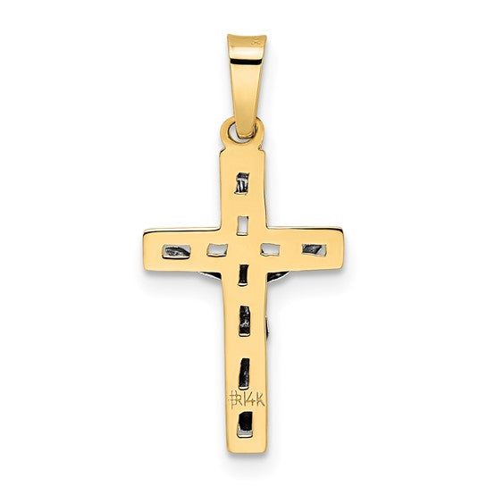 INRI Crucifix Pendant 14k Two Tone Polished Solid