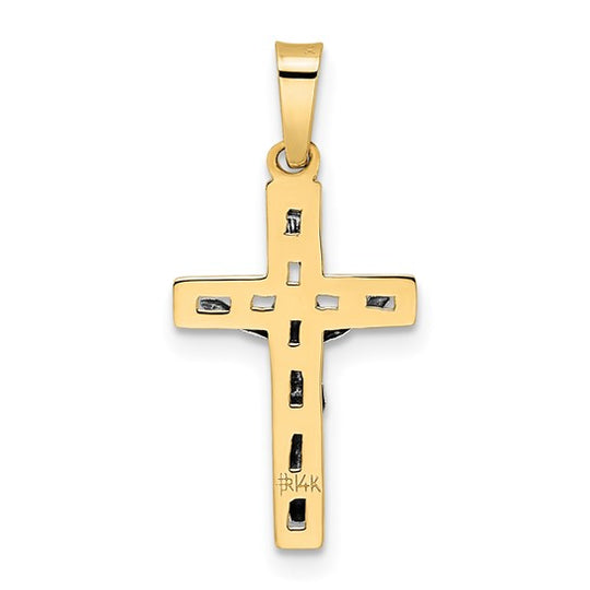 INRI Crucifix Pendant 14k Two Tone Polished Solid
