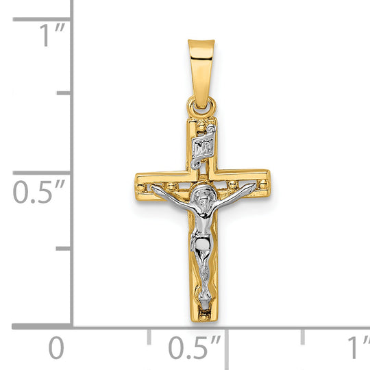 INRI Crucifix Pendant 14k Two Tone Polished Solid