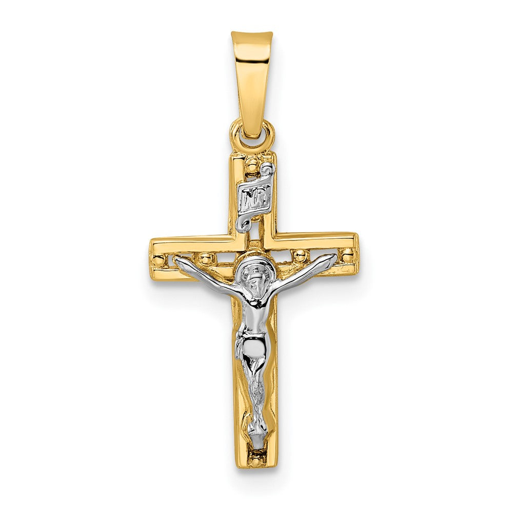 INRI Crucifix Pendant 14k Two Tone Polished Solid