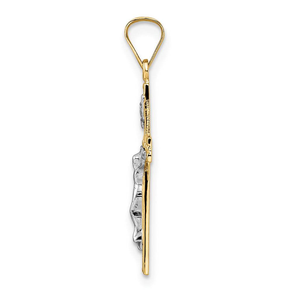 Polished Solid 14k Two-Tone Gold INRI Crucifix Pendant