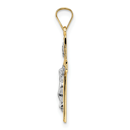 Polished Solid 14k Two-Tone Gold INRI Crucifix Pendant