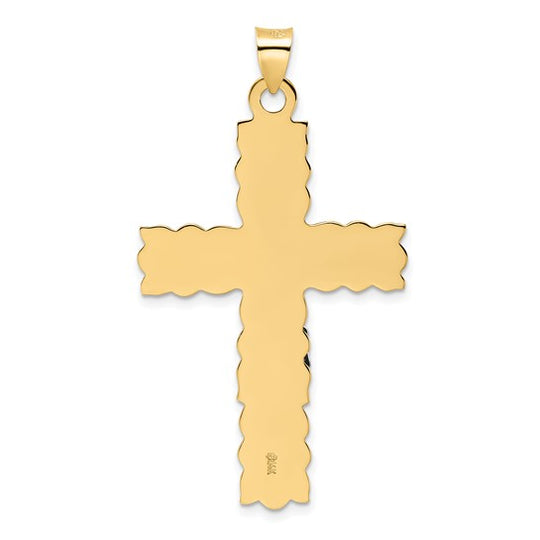 Solid Polished INRI Crucifix Pendant in 14K Two-Tone Gold
