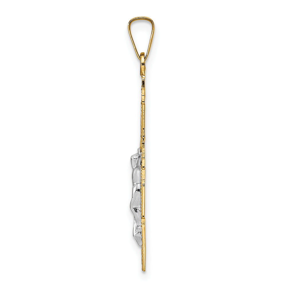 Colgante de Crucifijo Sólido en Oro Bicolor de 14K