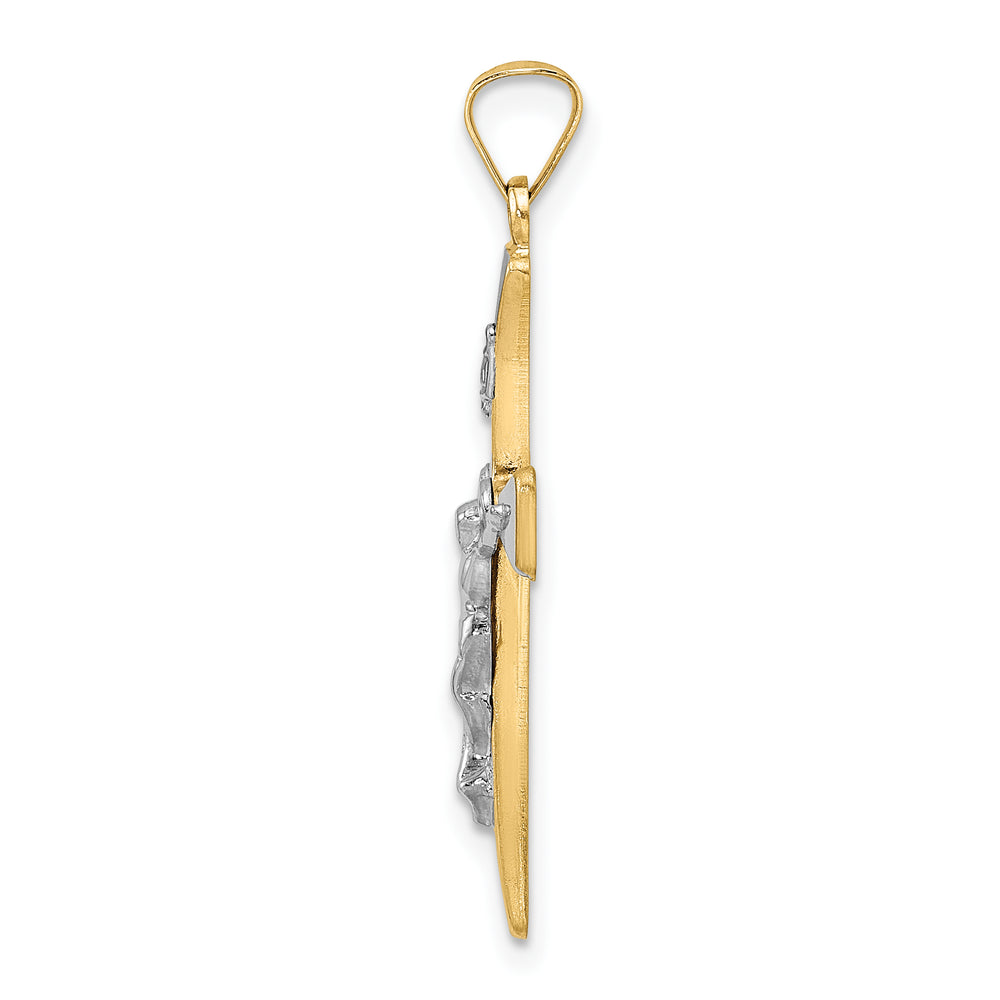 14K Two-Tone Polished Hollow INRI Cross Pendant