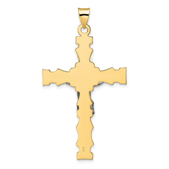Solid 14K Two-Tone INRI Crucifix Pendant