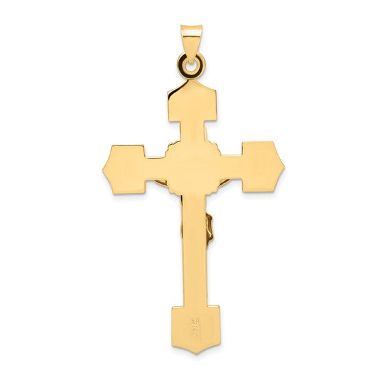 Polished Solid 14k Two-Tone Gold INRI Crucifix Pendant