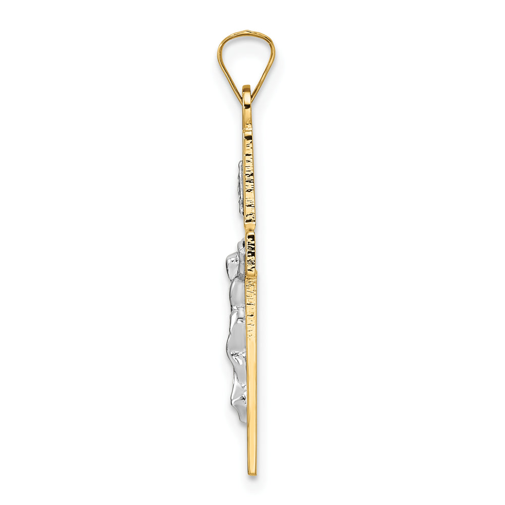 Colgante Crucifijo INRI en Oro Bicolor  14K Pulido y Sólido
