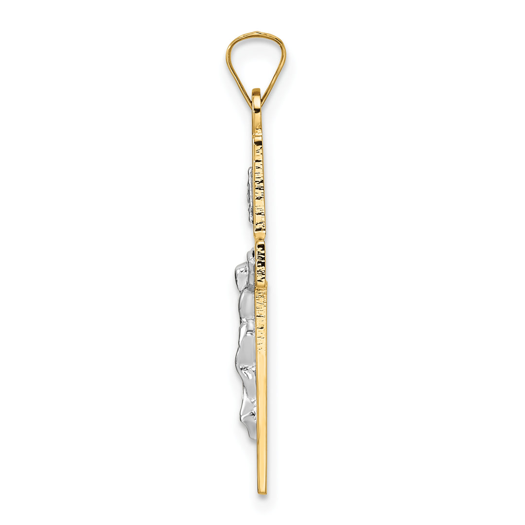 Colgante Crucifijo INRI en Oro Bicolor  14K Pulido y Sólido
